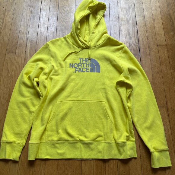 The North Face Size XL Yellow Cotton Half Dome Logo Pullover Hoodie Sweatshirt - Picture 3 of 12